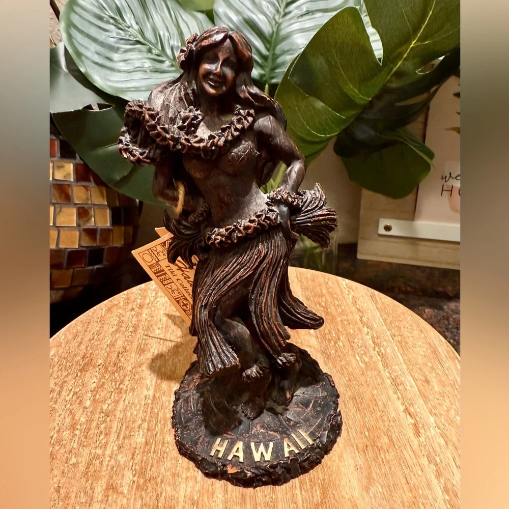 RARE- KC Company Hawaii, Vintage Wood Resin Hawaiian Carved Hula Girl 7